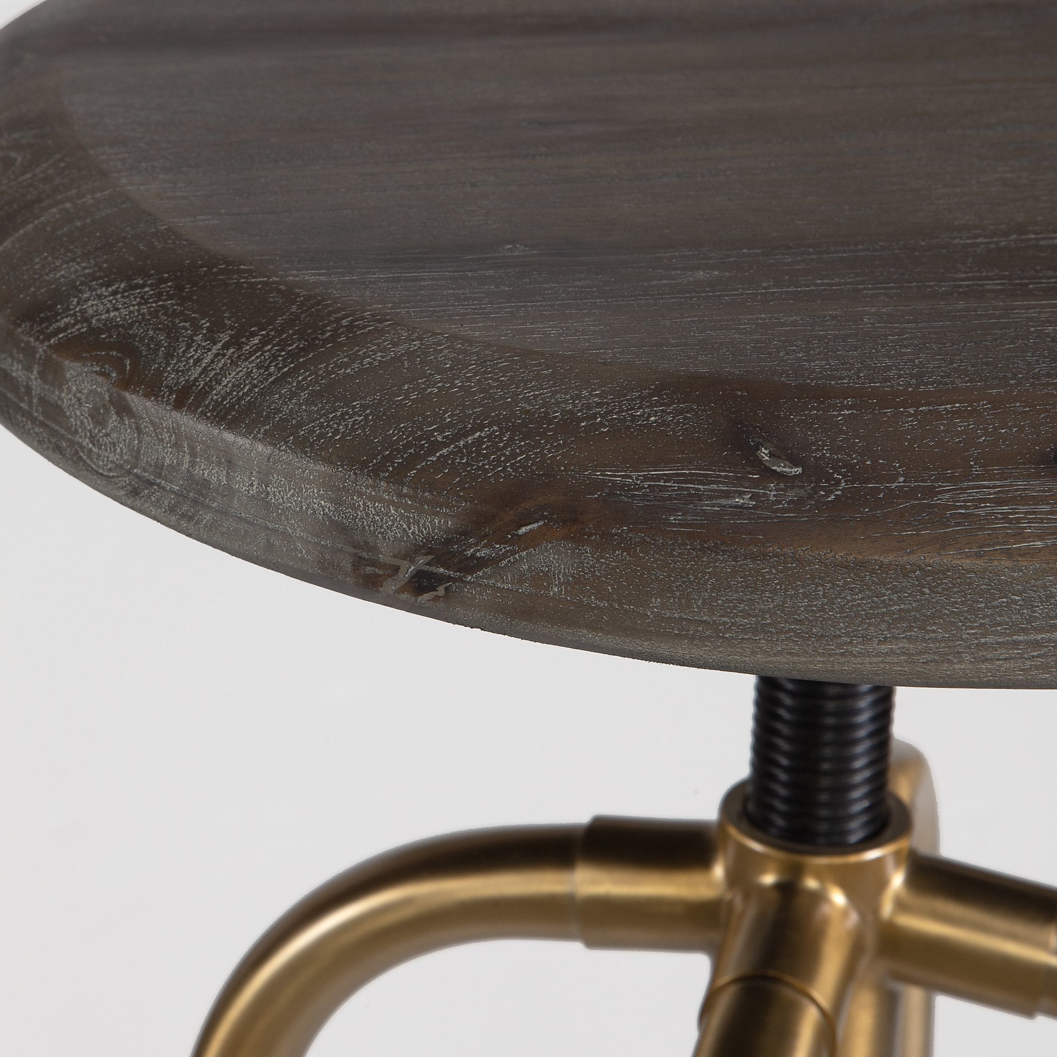 Revolve 24 inch Brushed Brass and Dark Walnut Counter Stool