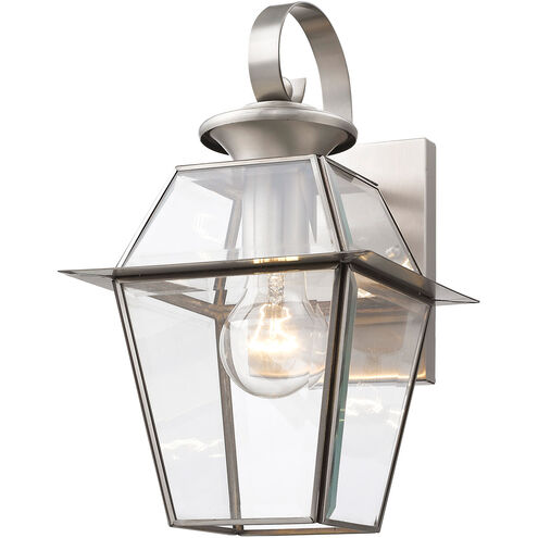 Westover 1 Light 13 inch Brushed Nickel Outdoor Wall Lantern