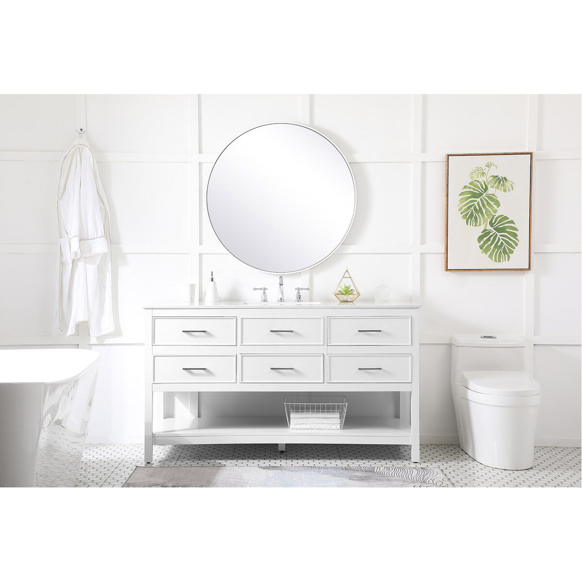 Sinclaire 60 X 22 X 34 inch White Vanity Sink Set