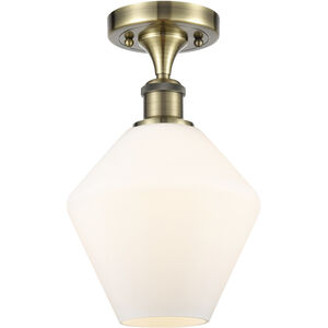 Ballston Cindyrella 1 Light 8 inch Antique Brass Semi-Flush Mount Ceiling Light in Incandescent, Matte White Glass