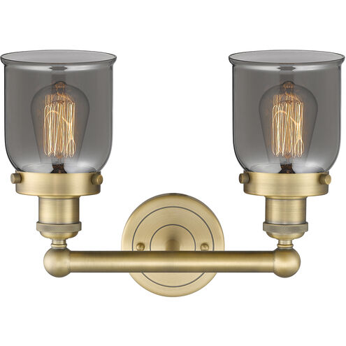 Bell 2 Light 15.5 inch Brushed Brass and Plated Smoke Bath Vanity Light Wall Light
