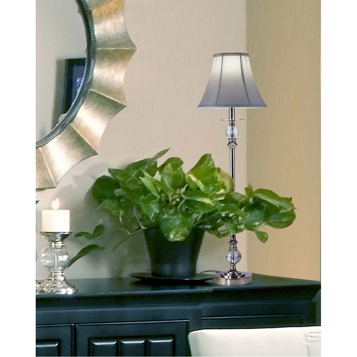 Evelyn 32 inch 60.00 watt Polished Nickel Table Lamp Portable Light