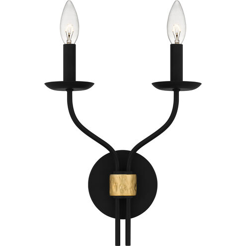 Margaret 2 Light 11 inch Matte Black Wall Sconce Wall Light, Small