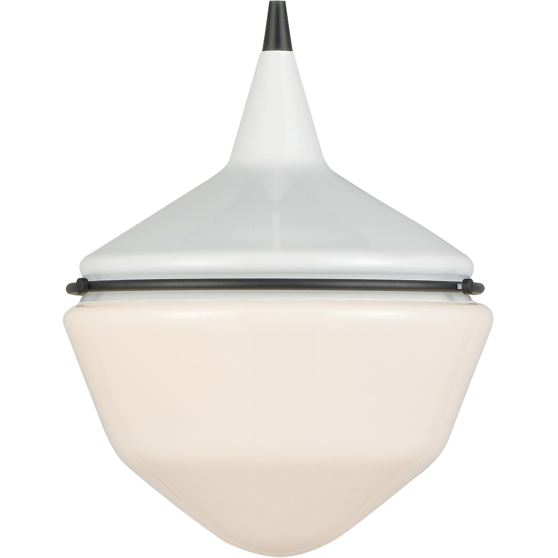 Mid-Century Schoolhouse 1 Light 12 inch Enamel White with Matte Black Mini Pendant Ceiling Light