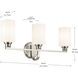 Gioe 3 Light 24.25 inch Brushed Nickel Vanity Light Wall Light