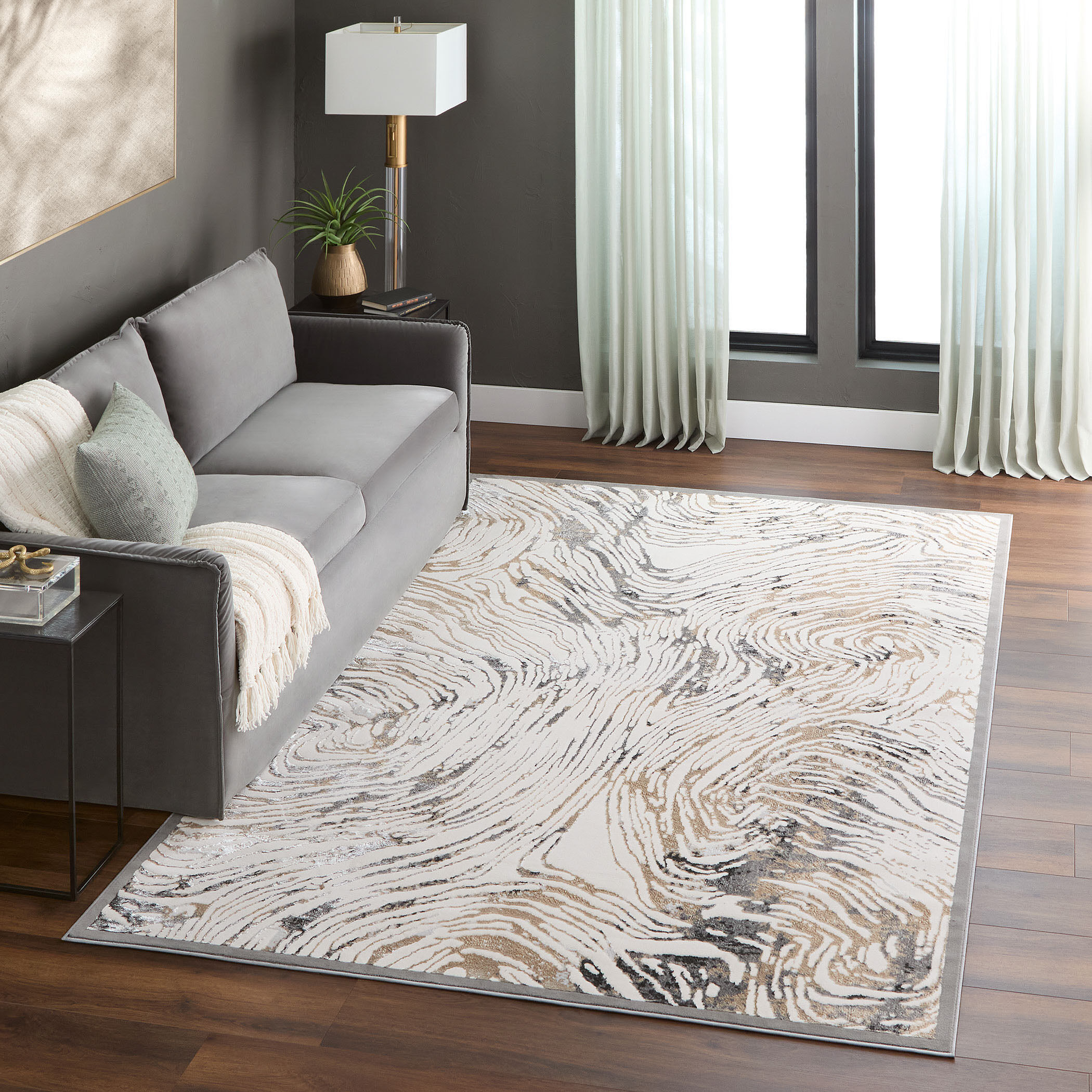Fatima 36 X 24 inch Mineral Tones Rug in 2 x 3