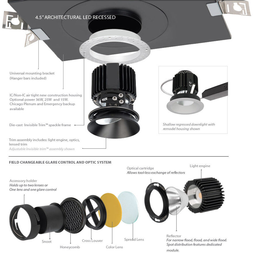WAC Lighting R4SNL 25 Volta LED Aluminum Recessed Lighting