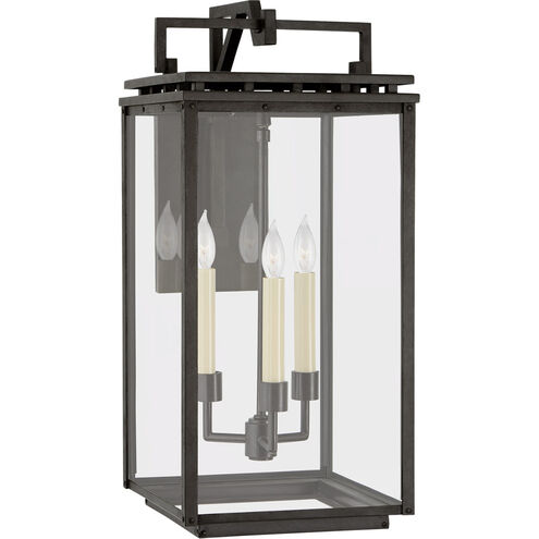 Chapman & Myers Cheshire 3 Light 21 inch Aged Iron Outdoor Bracketed Wall Lantern, Medium