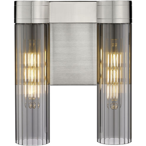 Empire 2 Light 10.5 inch Satin Nickel Sconce Wall Light in Plated Smoke Glass