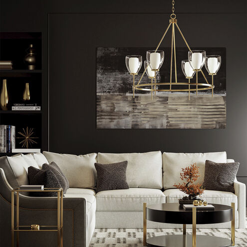 Joss 6 Light 34.5 inch Aged Brass Chandelier Ceiling Light