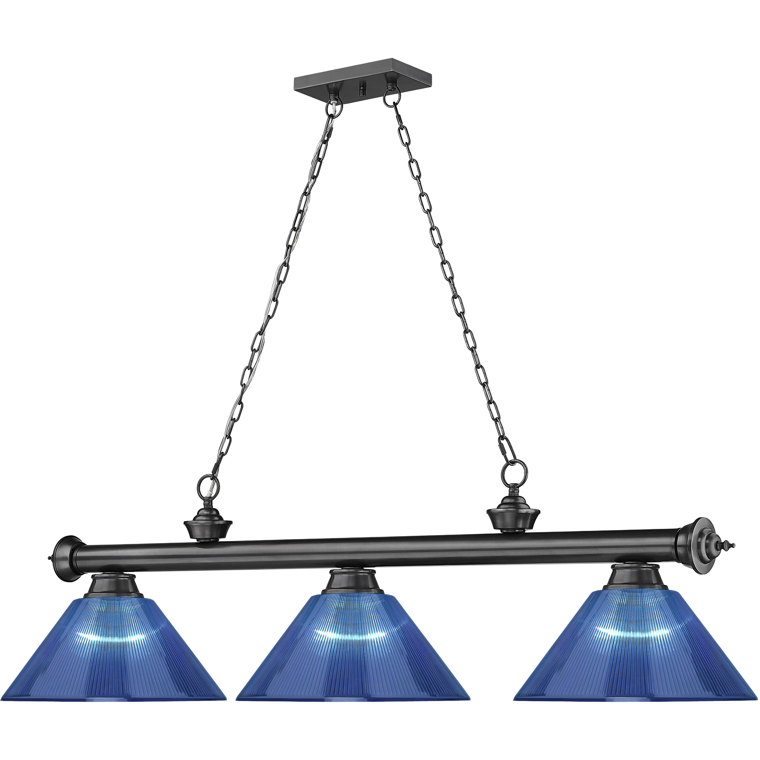 Z Lite Cordon 3 Light Billiard in Bronze Plate 2306 3BP ARDB