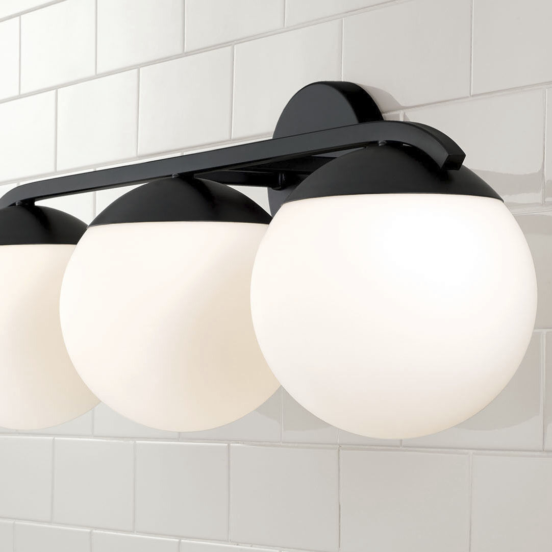 Oliver 3 Light 25.5 inch Matte Black Vanity Light Wall Light