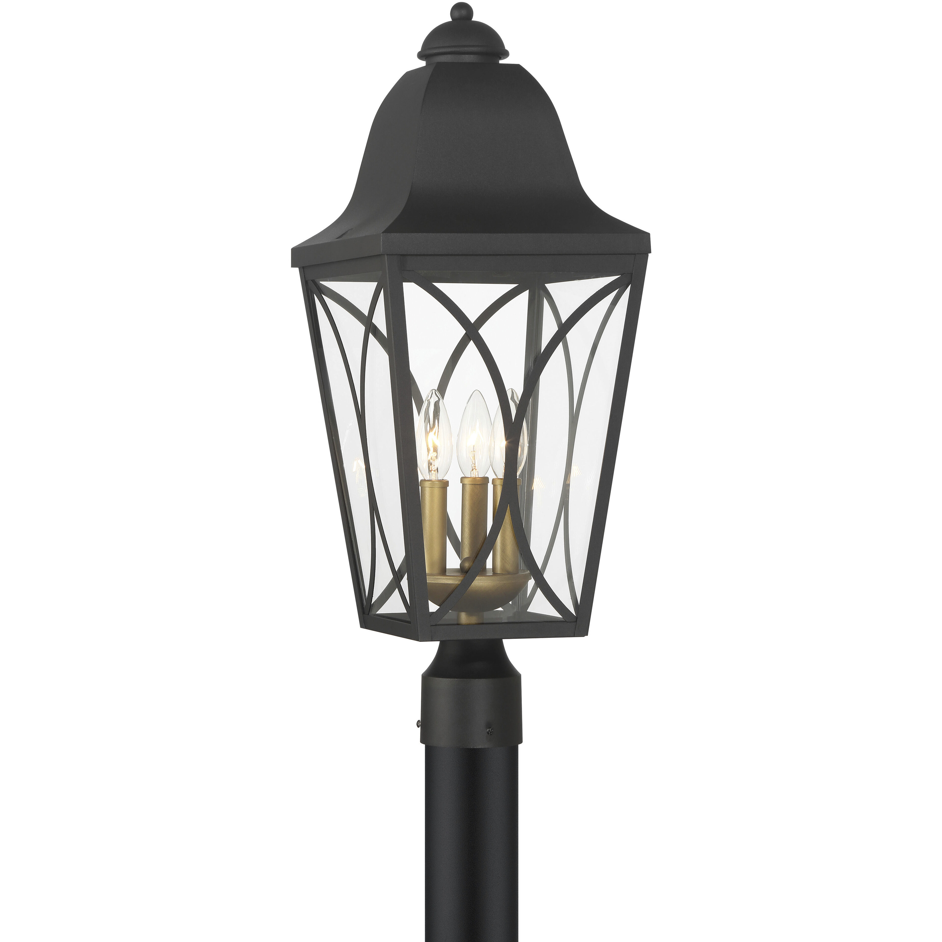 Cardigan 3 Light 23.75 inch Sand Coal and Olden Brass Outdoor Post Lantern, Great Outdoors