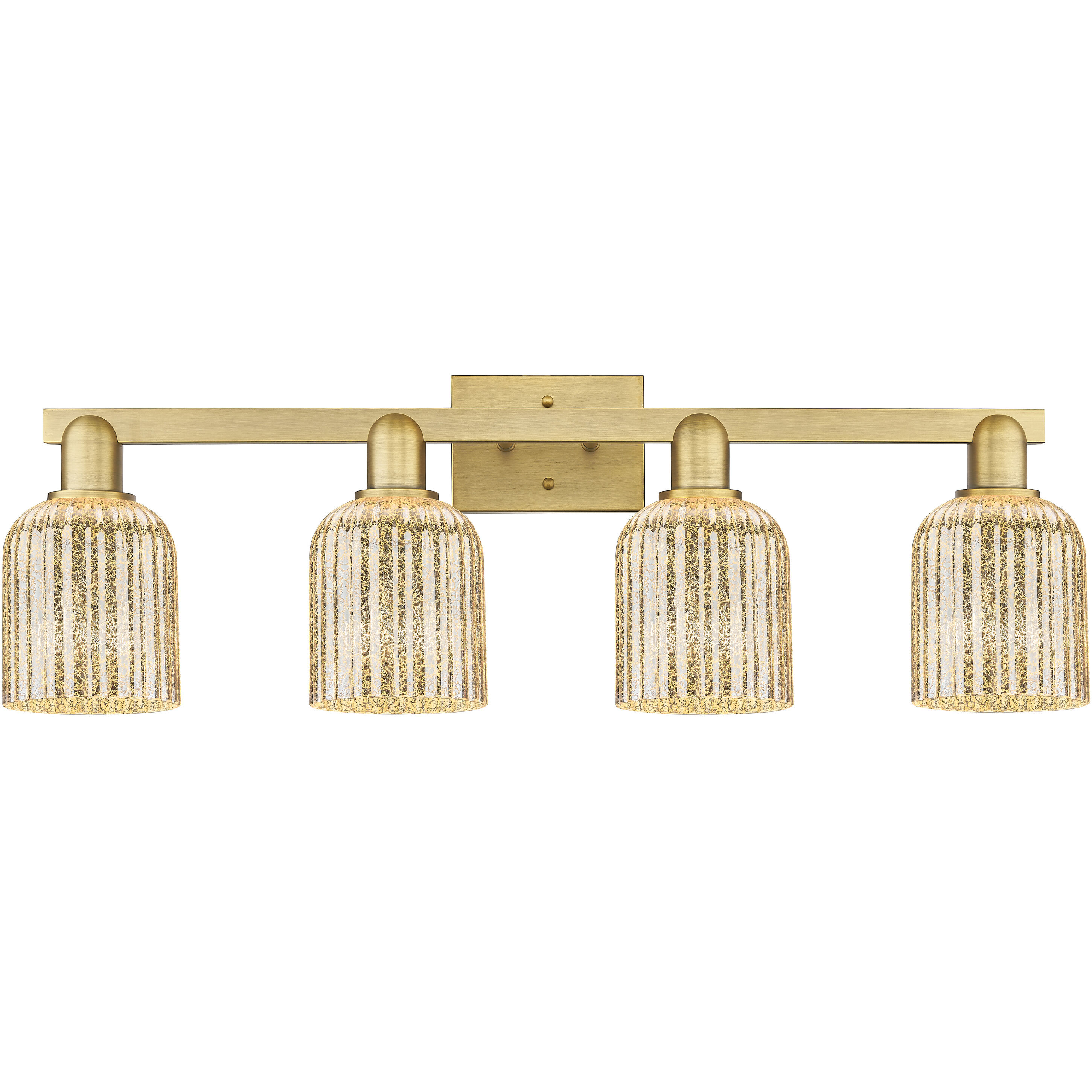 Bridal Veil 4 Light 32 inch Brushed Brass Bath Vanity Light Wall Light in Mercury Glass