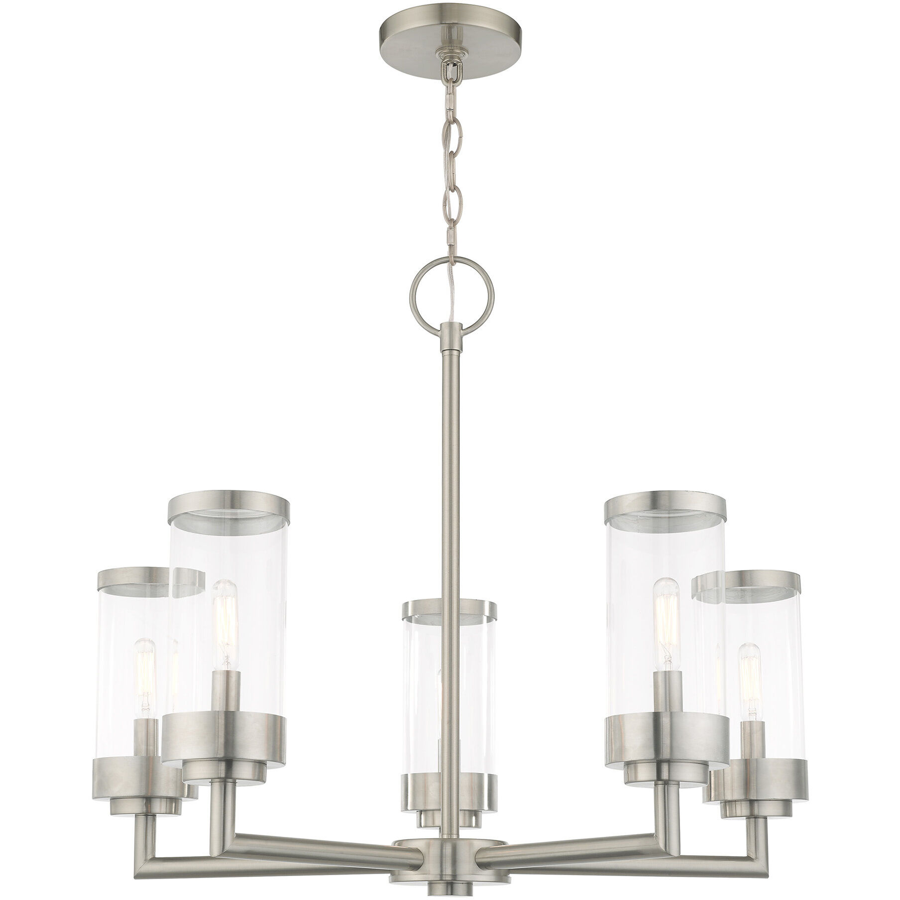 Hillcrest 5 Light 26 inch Brushed Nickel Outdoor Chandelier