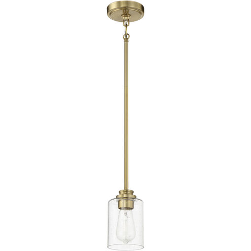 Bolden 1 Light 5 inch Satin Brass Mini Pendant Ceiling Light in Clear Seeded