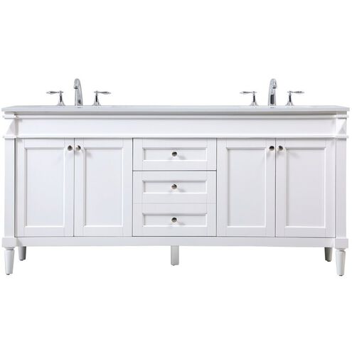 Bennett 72 X 21 X 35 inch White Vanity Sink Set