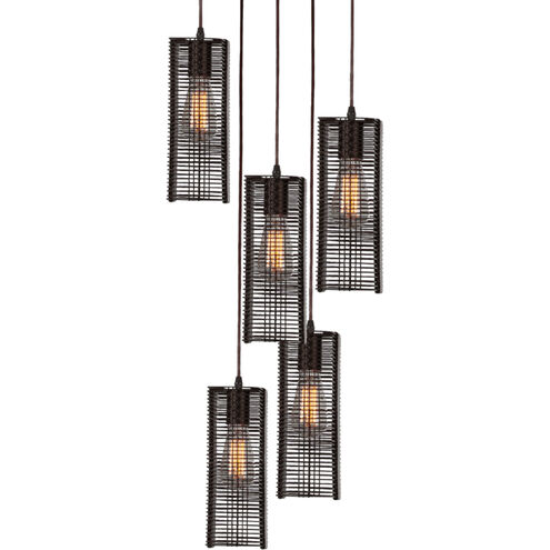 Downtown Mesh 5 Light Classic Silver Chandelier Ceiling Light, Round Multi-Pendant