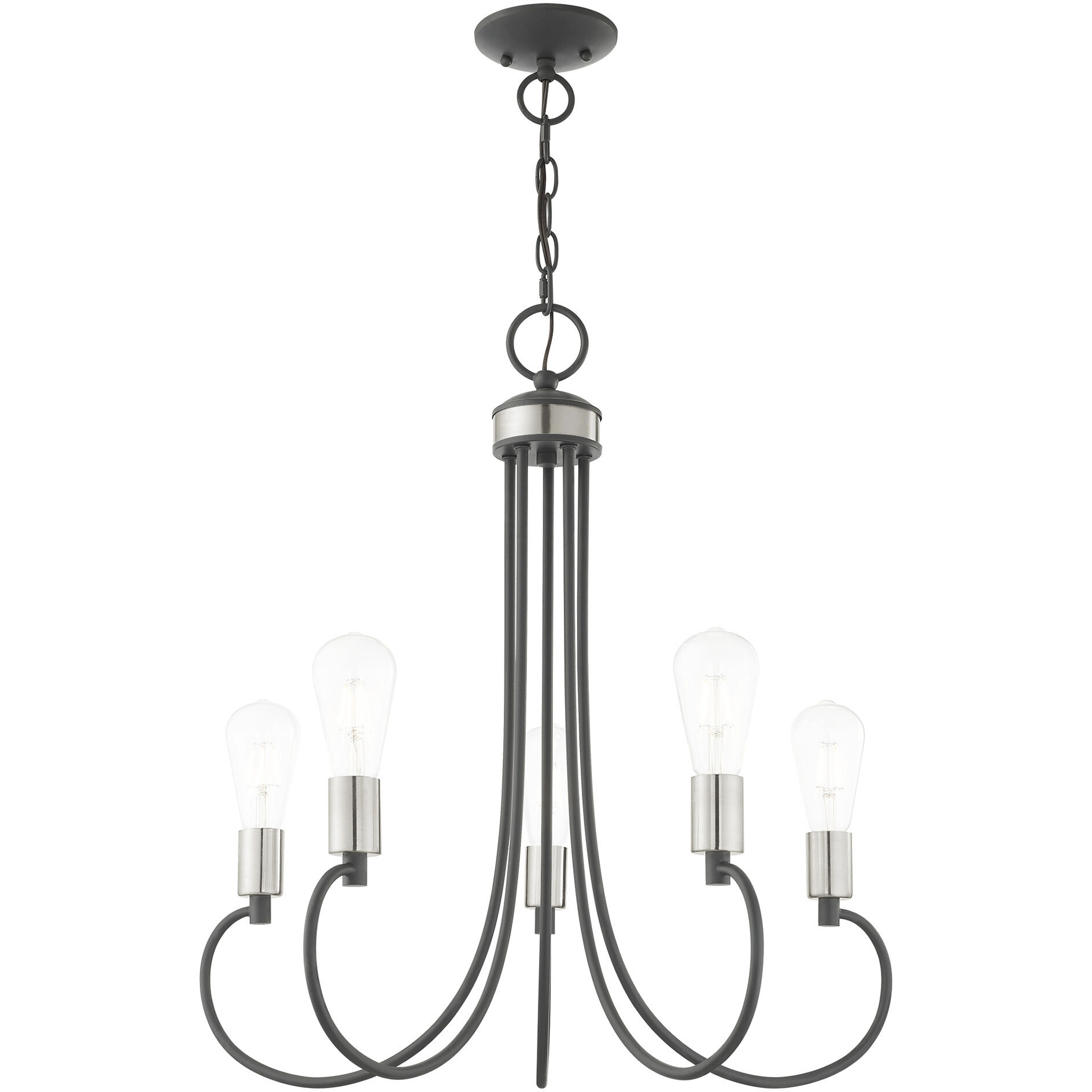 Bari 5 Light 25 inch Scandinavian Gray with Brushed Nickel Accents Chandelier Ceiling Light