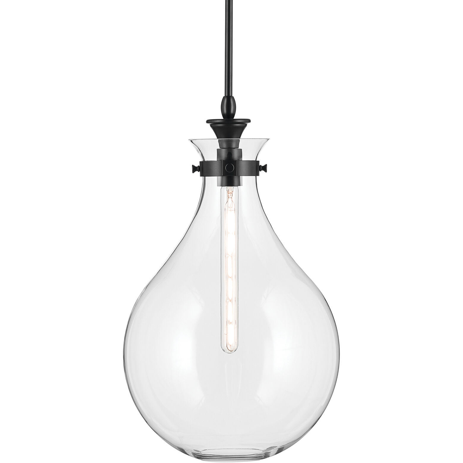 Laria 1 Light Black Pendant Ceiling Light in Clear