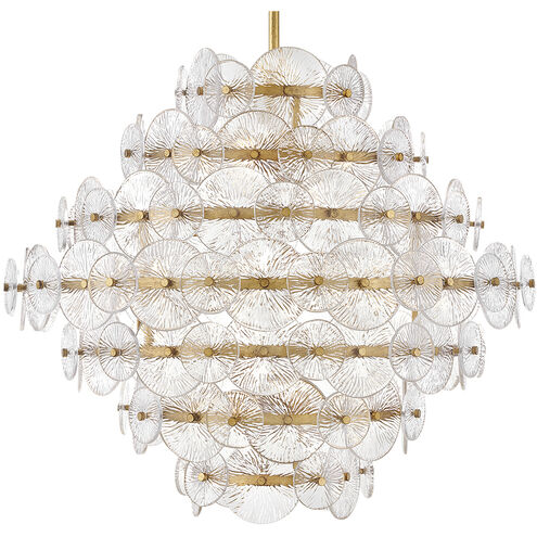 Rene LED 28.5 inch Distressed Brass Chandelier Ceiling Light