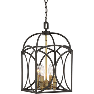 Talbot 4 Light 10 inch English Bronze and Warm Brass Pendant Ceiling Light, Small
