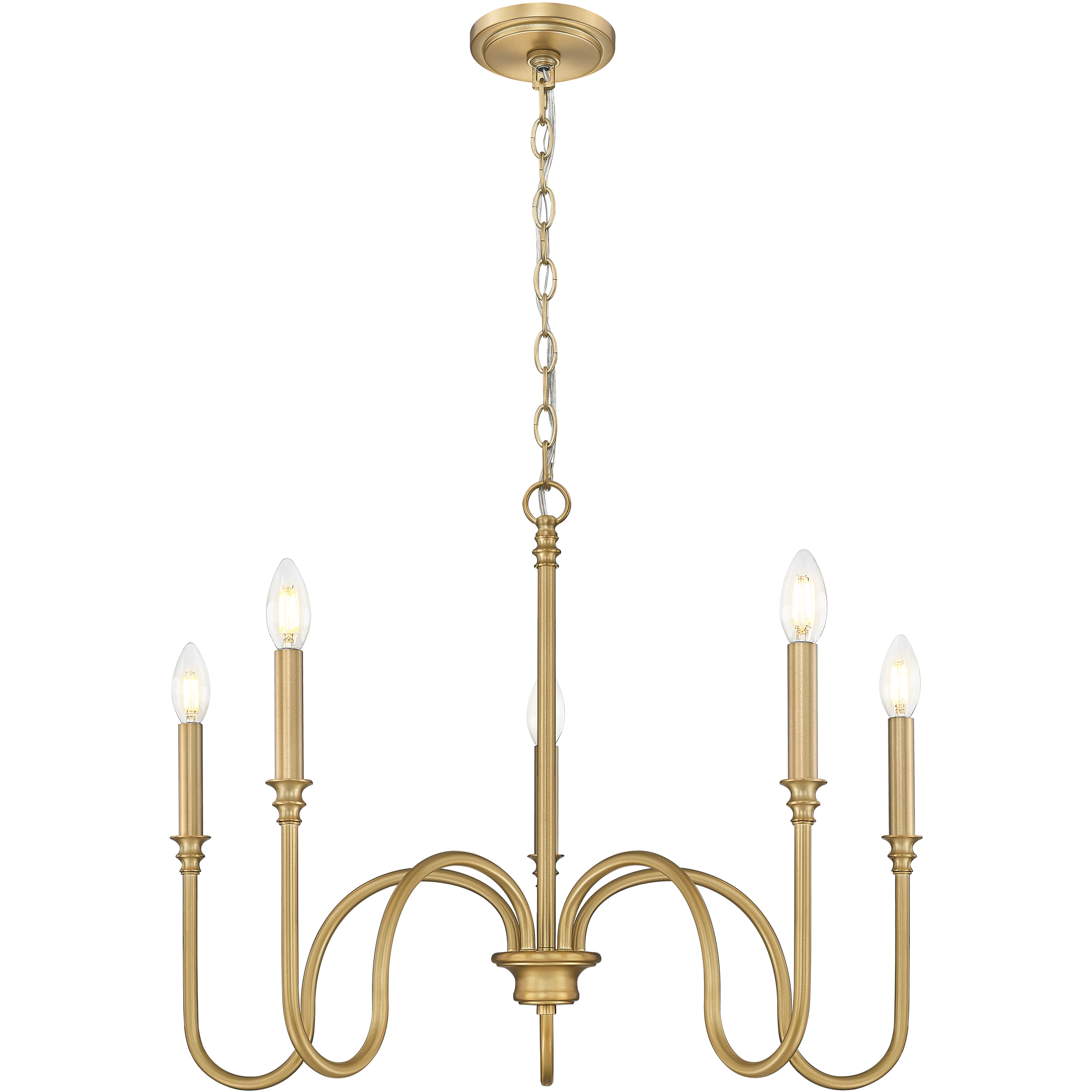 Jisele 5 Light 30 inch Rubbed Brass Chandelier Ceiling Light