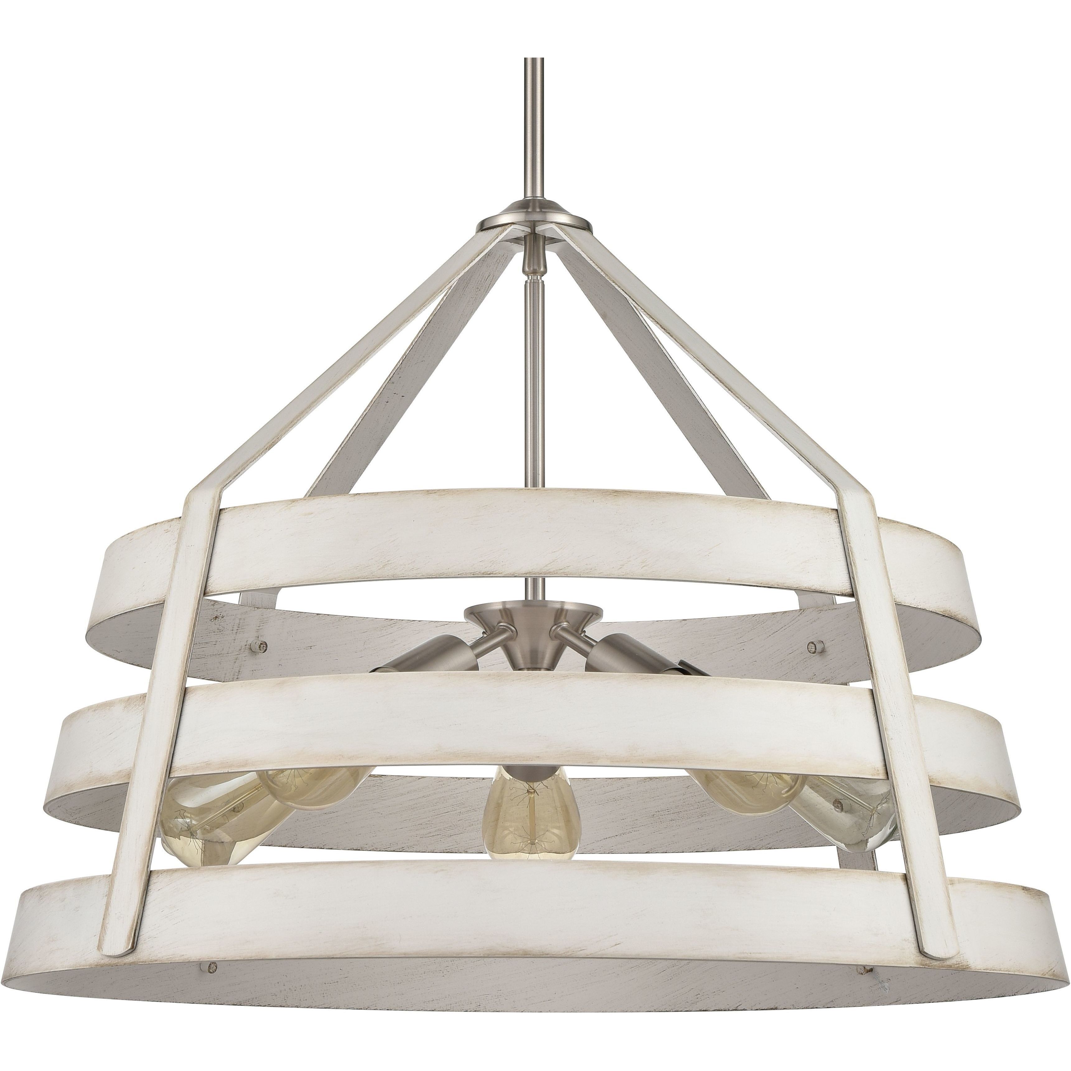 Brigantine 5 Light 24 inch Weathered White with Satin Nickel Chandelier Ceiling Light
