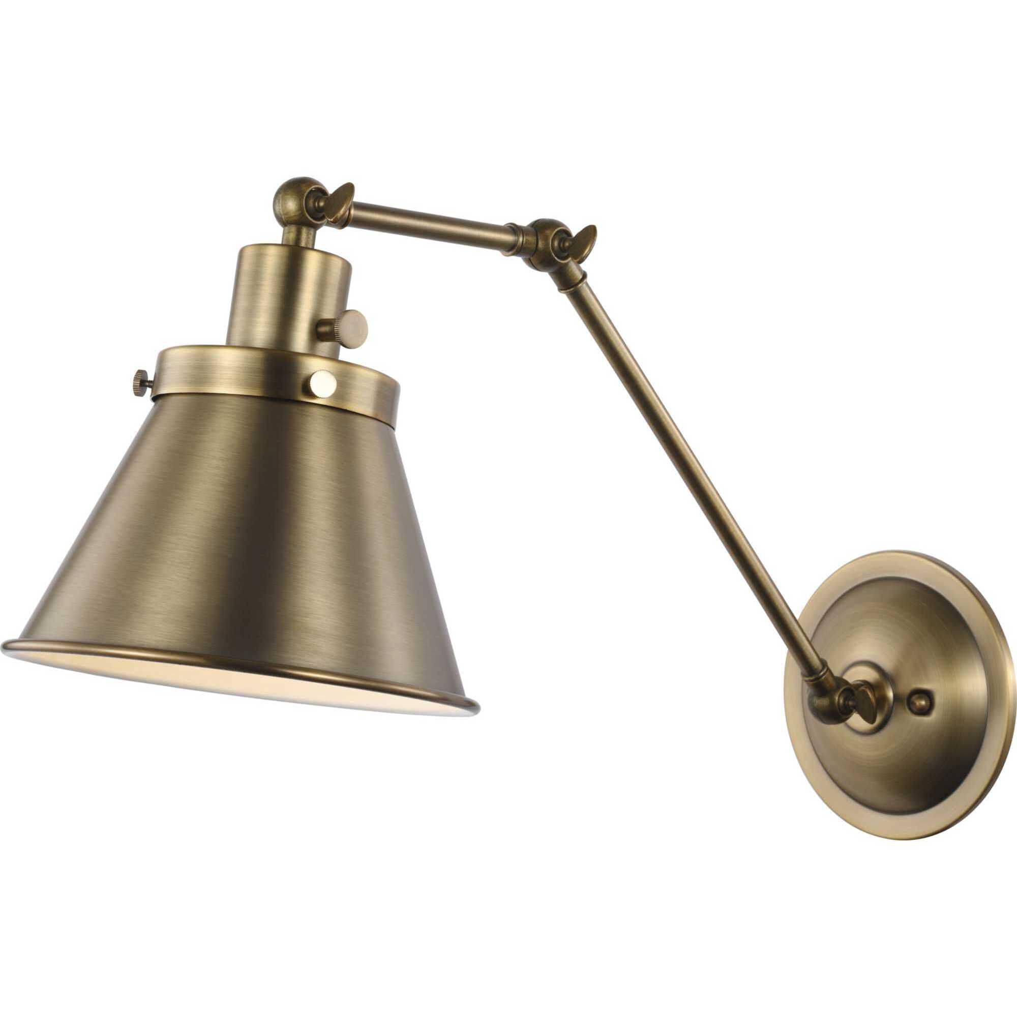Hinton 18 inch 60.00 watt Vintage Brass Swing Arm Wall Light