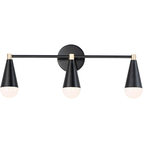 Lovell 3 Light 24 inch Black/Satin Brass Bath Vanity Wall Light in Incandescent
