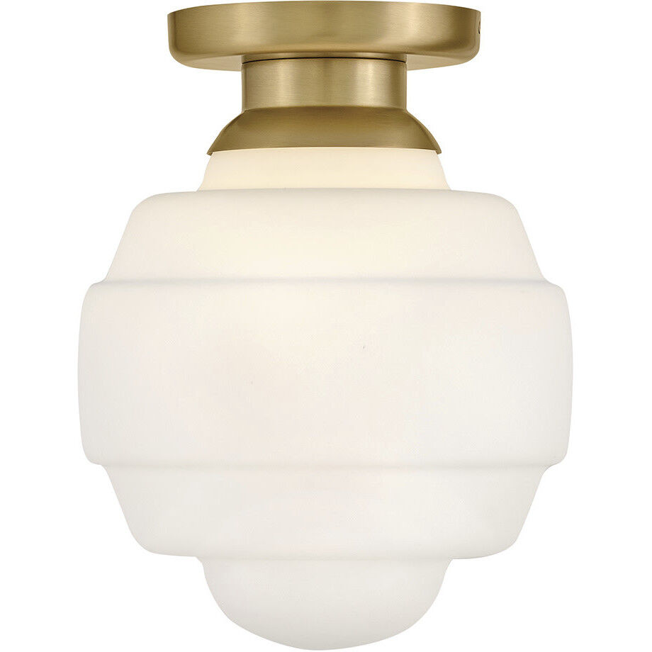 Penny 1 Light 12 inch Lacquered Brass Flush Mount Ceiling Light, Small