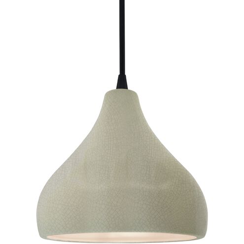Radiance LED 8 inch Celadon Green Crackle and Matte Black Pendant Ceiling Light