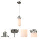 Austere Centri LED 4.5 inch Brushed Satin Nickel Mini Pendant Ceiling Light in Matte White Glass, Silver, Austere