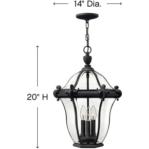 Estate Series San Clemente 3 Light 14 inch Museum Black Outdoor Hanging Lantern