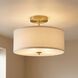 Modern 2 Light 13 inch Natural Brass Semi-Flush Ceiling Light