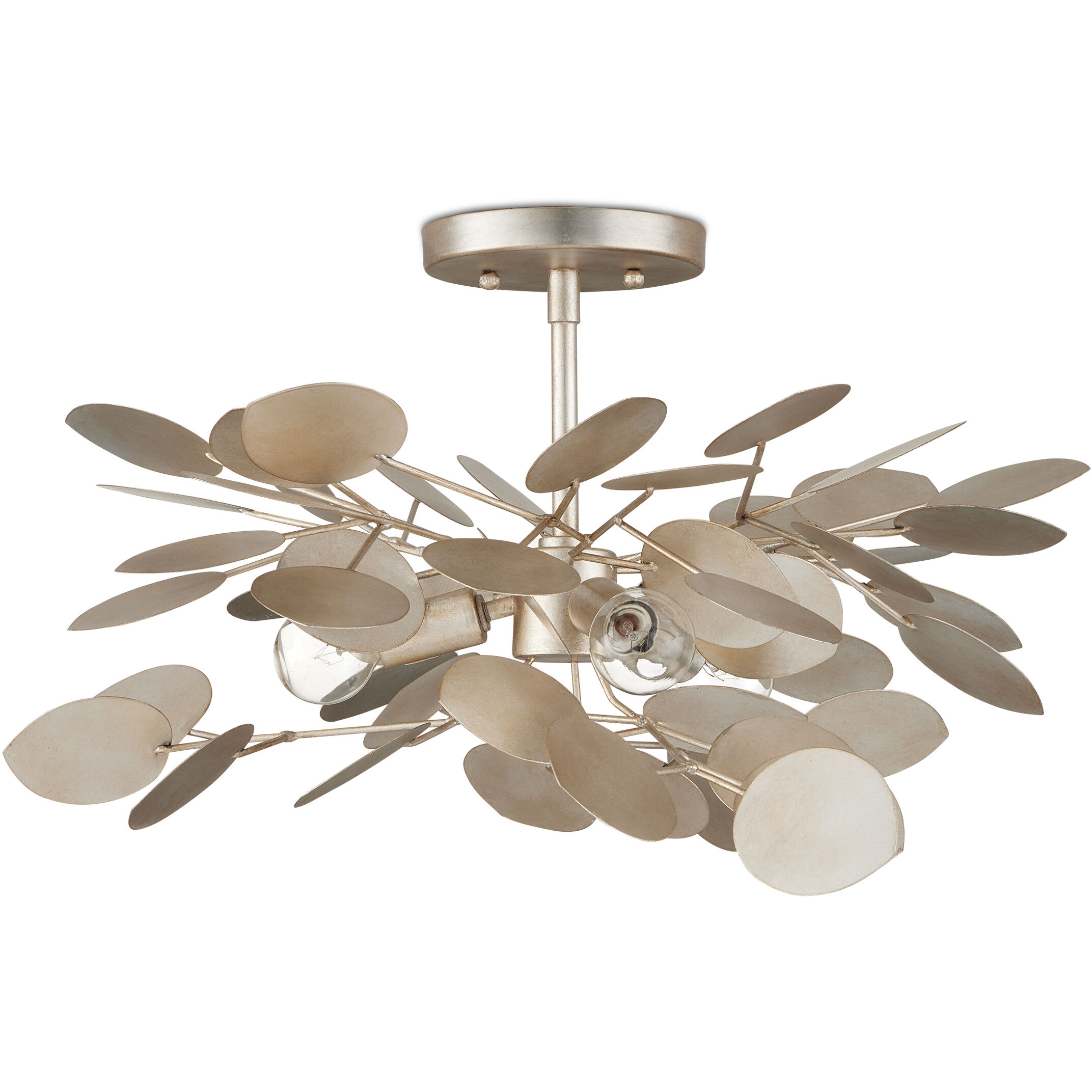 Lunaria 3 Light 19 inch Contemporary Silver Leaf Semi-Flush Mount Ceiling Light