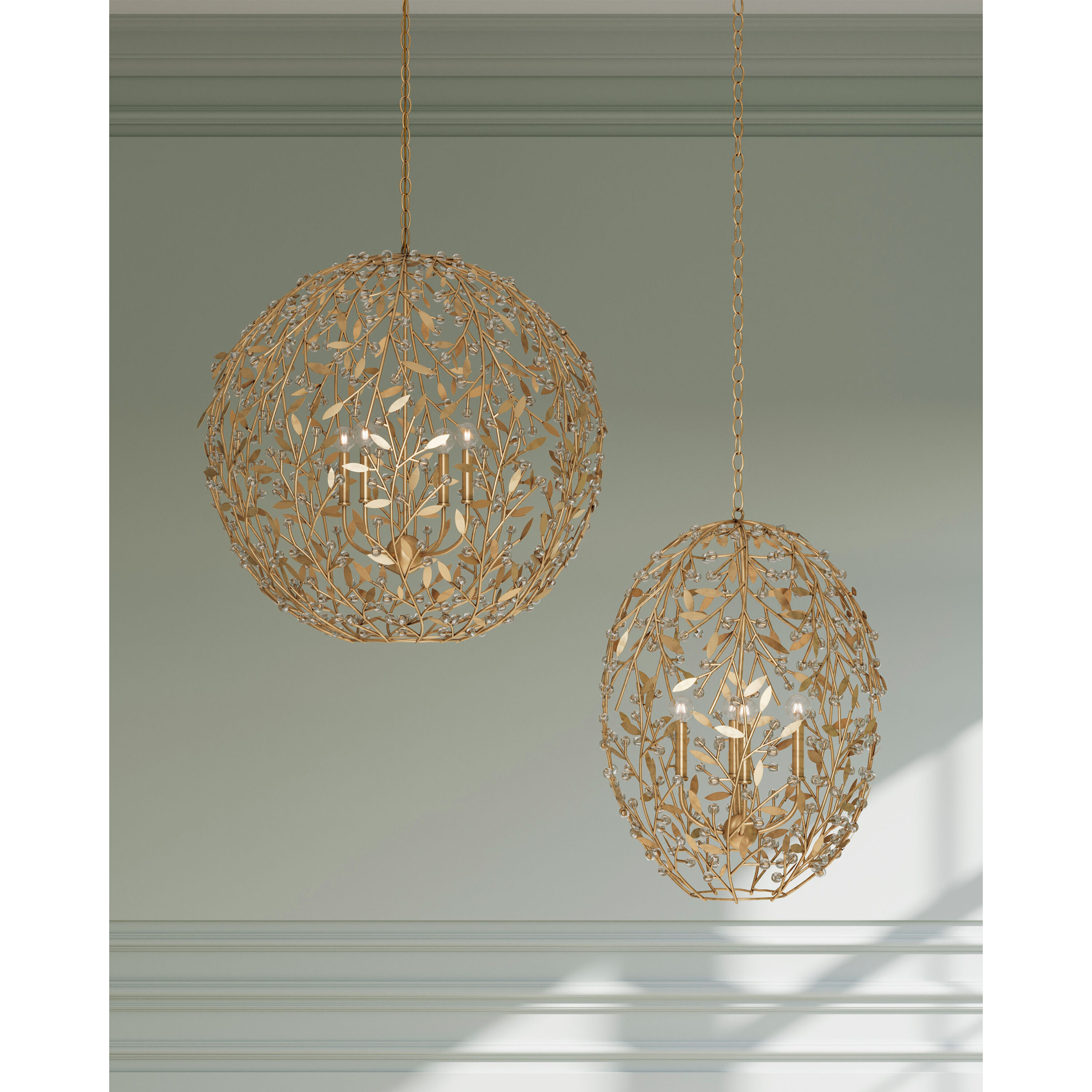 Secret Garden 4 Light 20.5 inch Clear/Contemporary Gold Leaf/Contemporary Gold Chandelier Ceiling Light