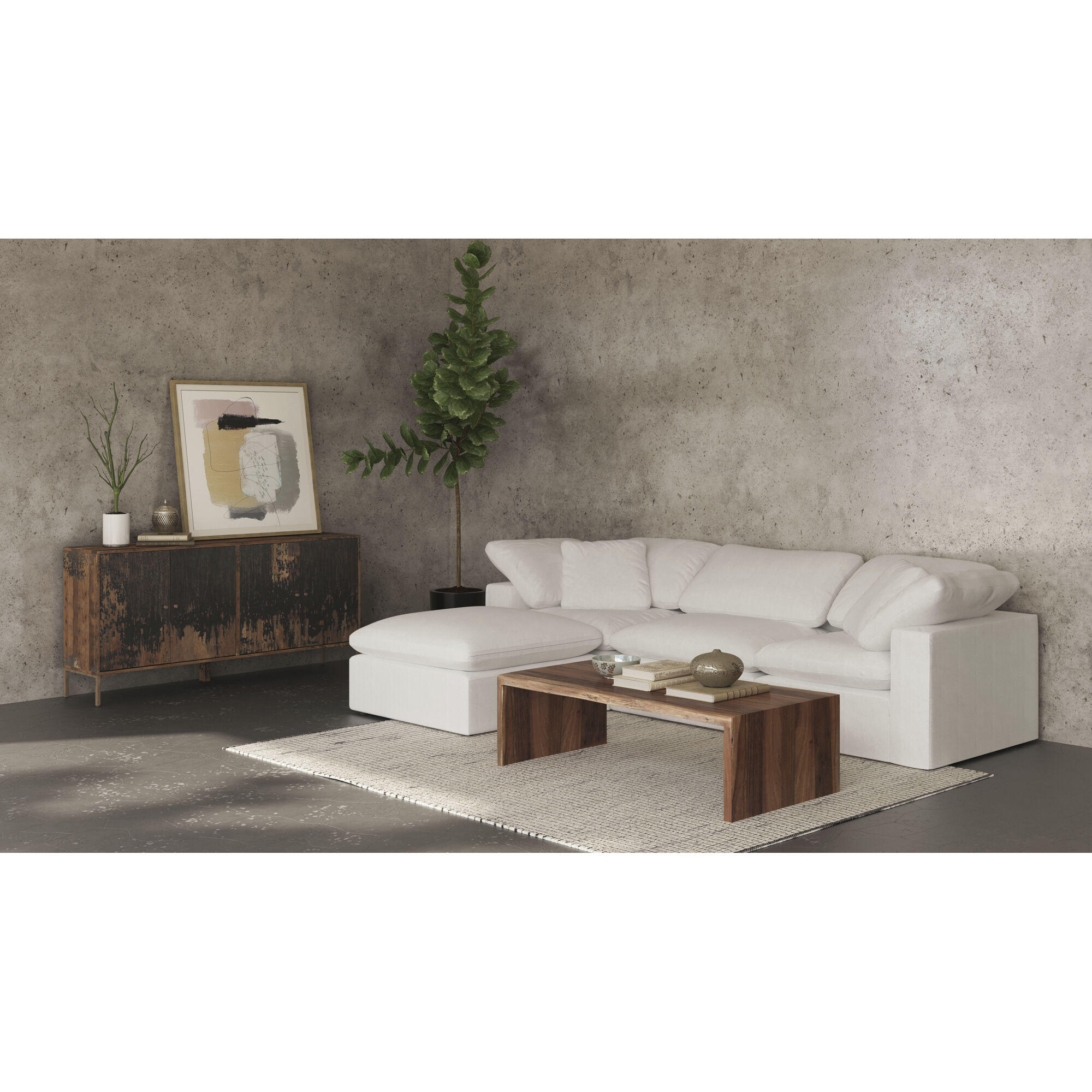 Terra Condo 19 inch White Ottoman