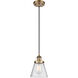 Ballston Small Cone 1 Light 6 inch Brushed Brass Mini Pendant Ceiling Light in Seedy Glass