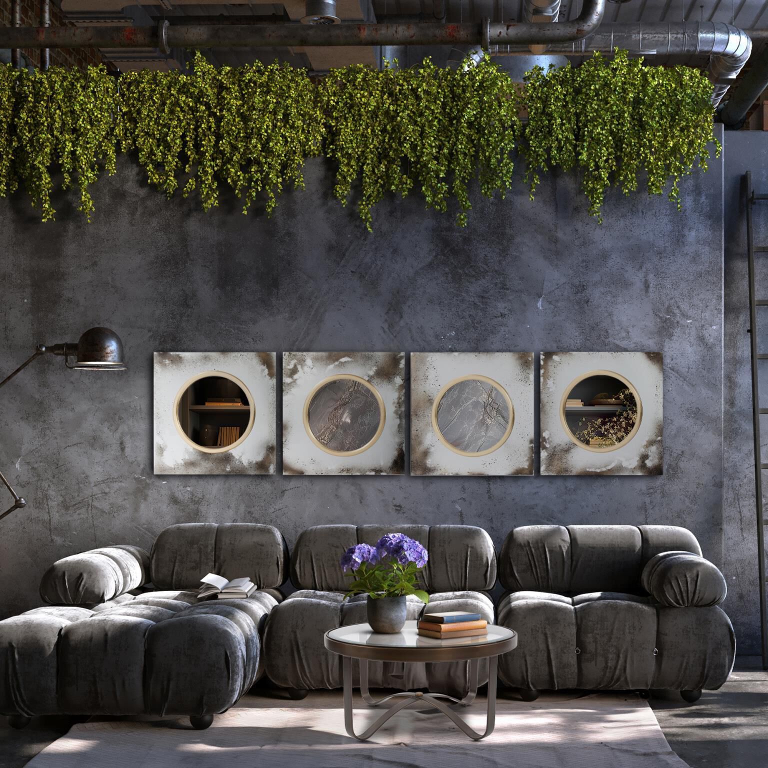 Spectra 23.5 X 2.75 inch Antiqued Silver Mirrors, Set of 4