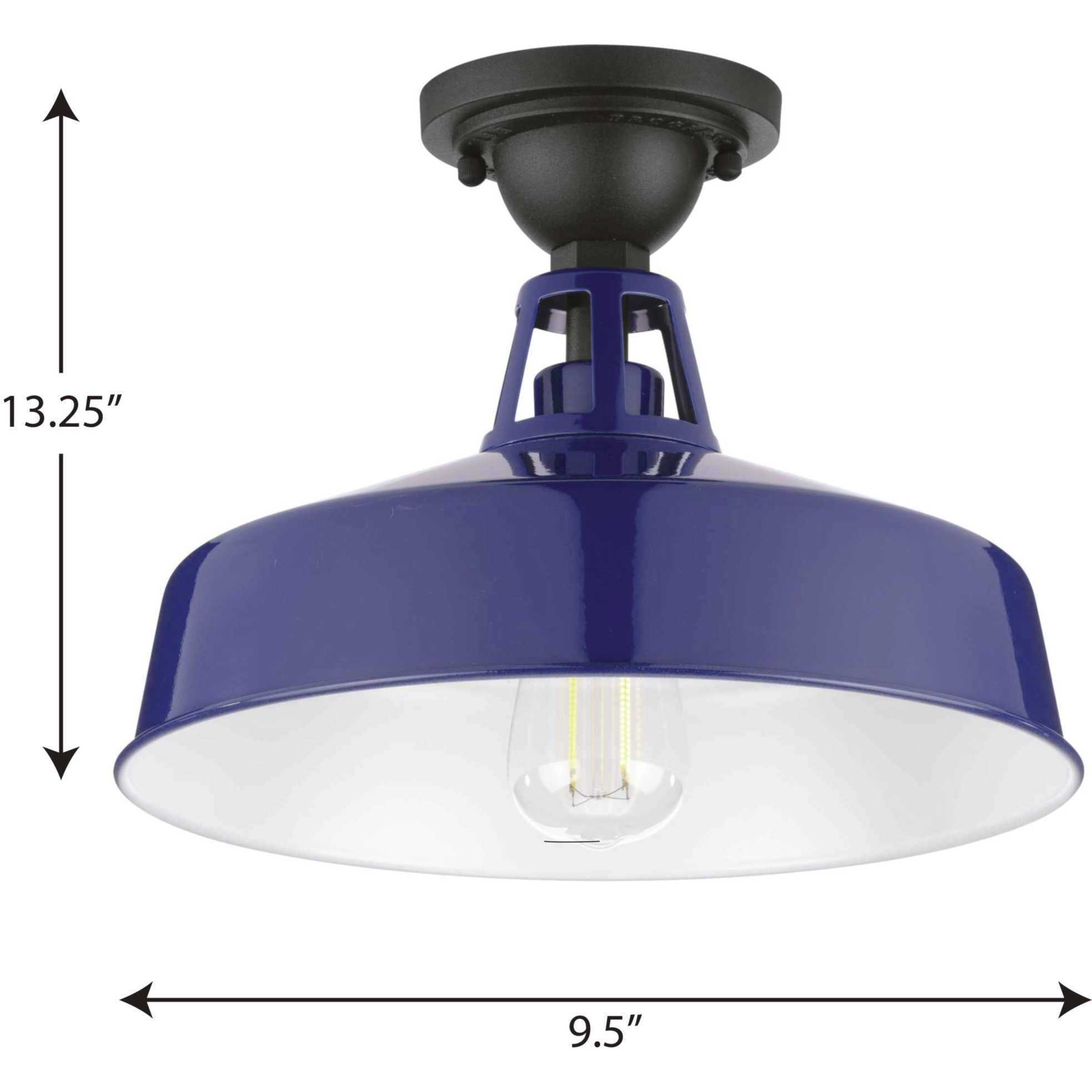 Cedar Springs 1 Light 13 inch Navy Outdoor Semi-Flush Mount