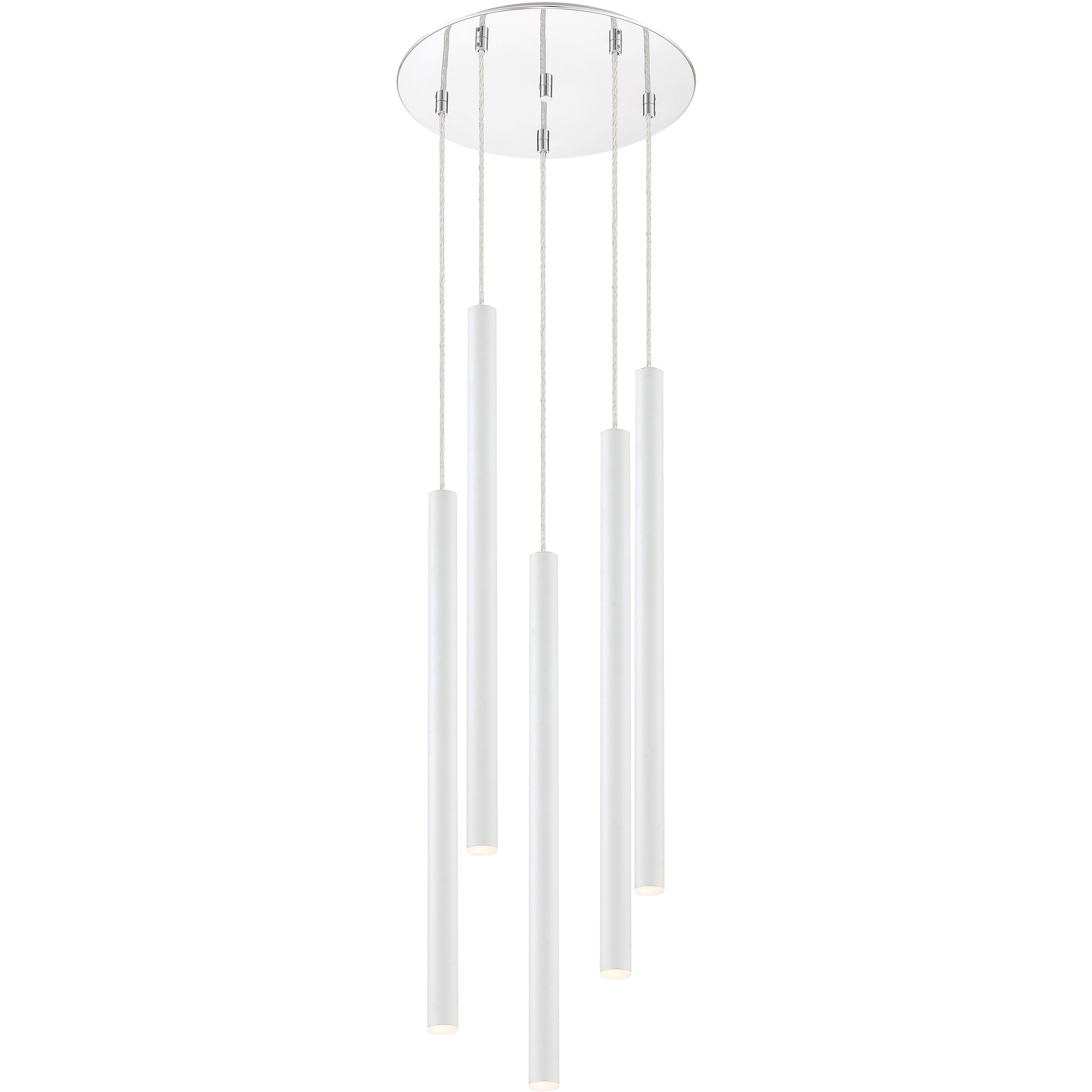 Forest LED 13.5 inch Chrome Chandelier Ceiling Light in 19, Matte White Steel