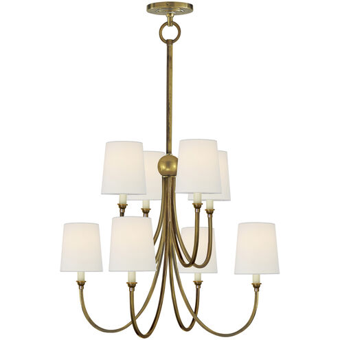 Visual Comfort Signature Collection Thomas O'Brien Reed 8 Light 26.5 inch Hand-Rubbed Antique Brass Chandelier Ceiling Light in Linen, Large TOB5010HAB-L - Open Box
