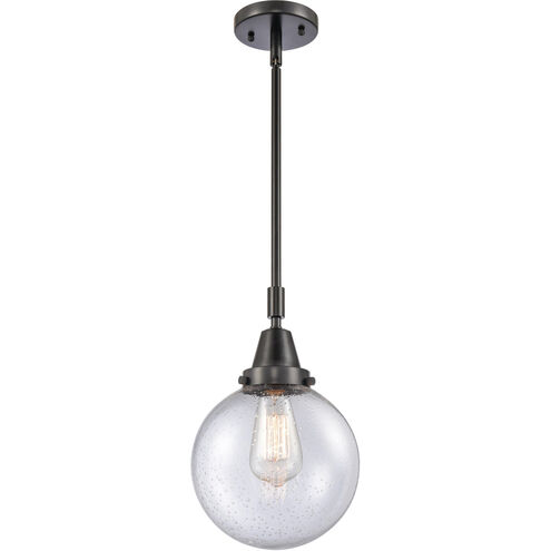 Beacon 1 Light 8 inch Matte Black Mini Pendant Ceiling Light in Seedy Glass
