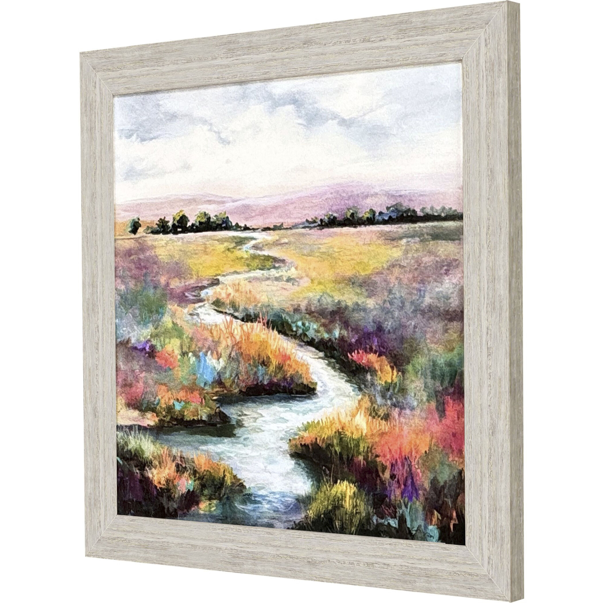 Meandering Stream 28 X 28 inch Non-Glass Framed Art, Propac