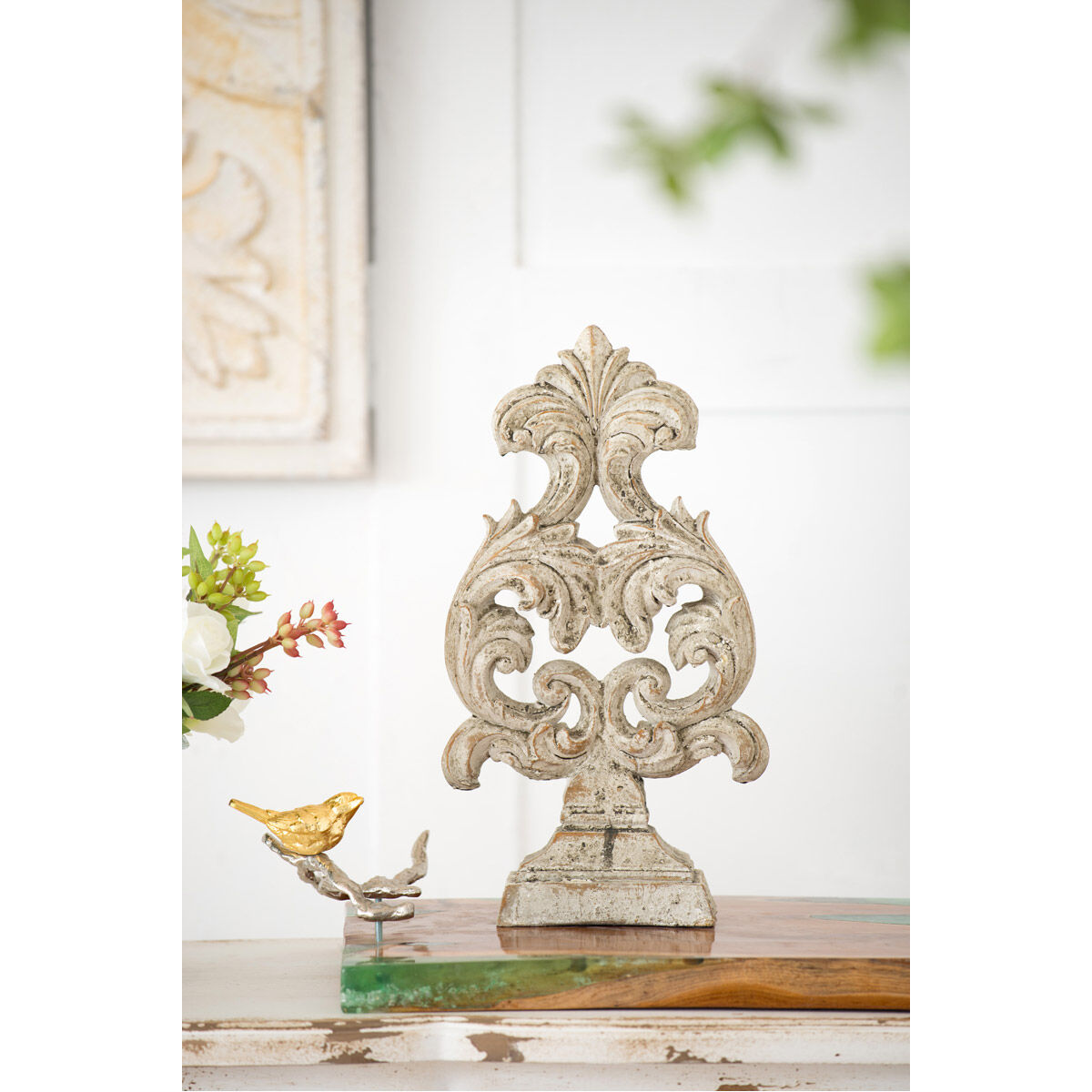 Cornelius Aged White Decor Accent