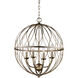 Sequoia 4 Light 20 inch Rubbed Oil Bronze Pendant Ceiling Light in Antique Silver Leaf