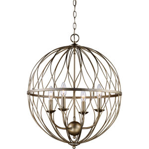 Sequoia 4 Light 20 inch Rubbed Oil Bronze Pendant Ceiling Light in Antique Silver Leaf
