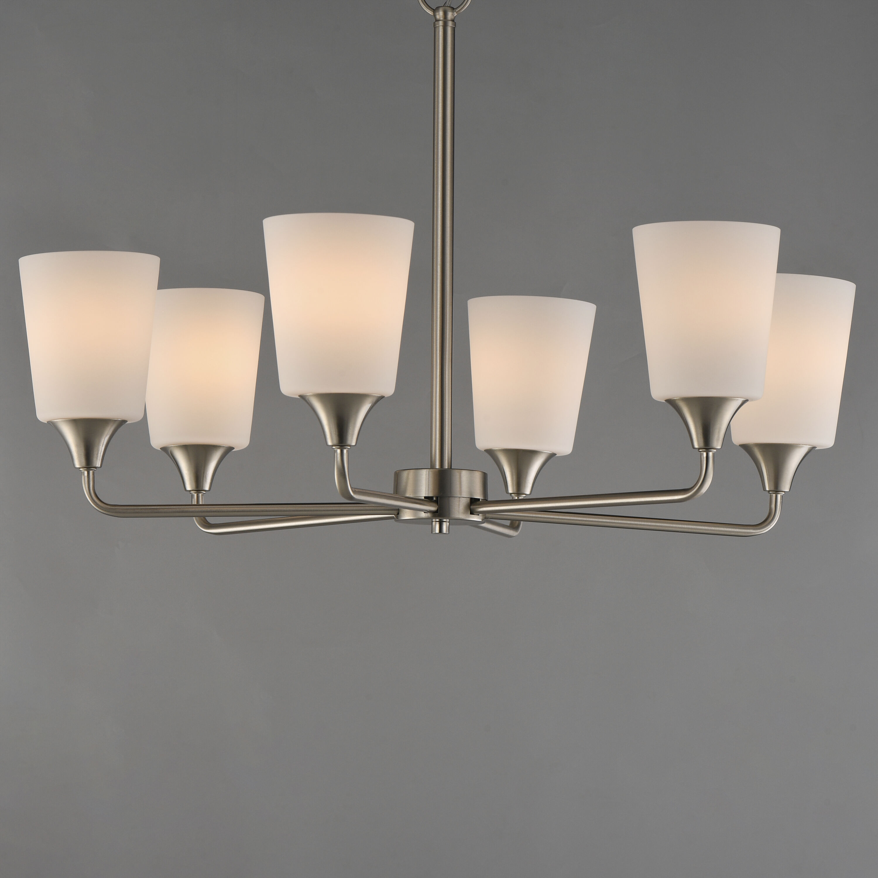 Hudson 6 Light 30 inch Satin Nickel Single-Tier Chandelier Ceiling Light in Satin White