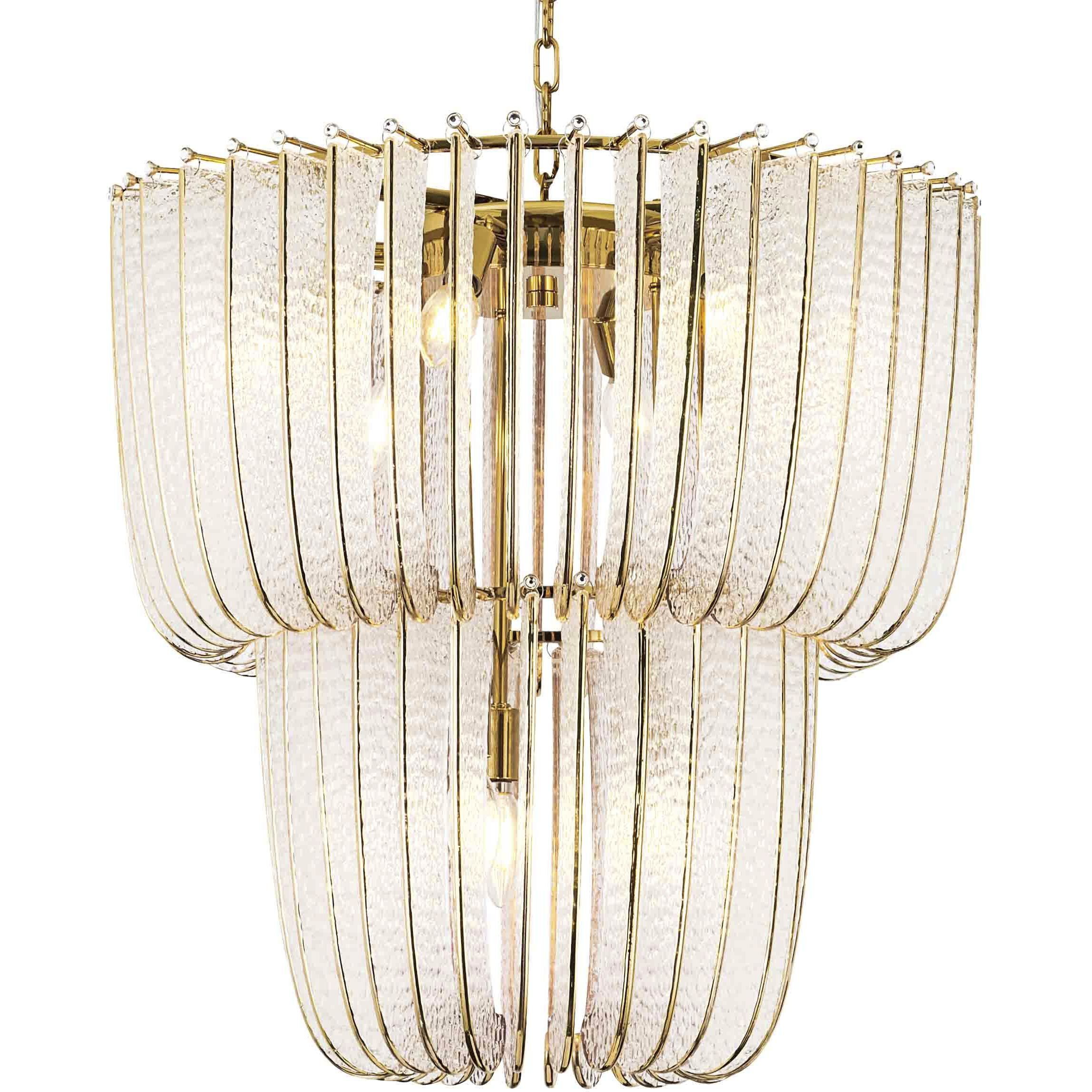 Ziva Shahi 22 inch 5.00 watt Titanium Gold Chandelier Ceiling Light, 2 Tier